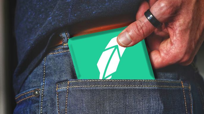 Robinhood wallet in a jean pocket.