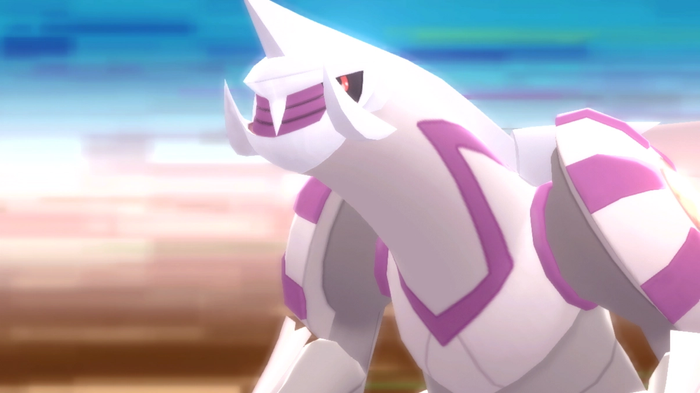 Legendary Dragon-type Pokémon Dialga, from Pokémon Brilliant Diamond and Shining Pearl, is shown.