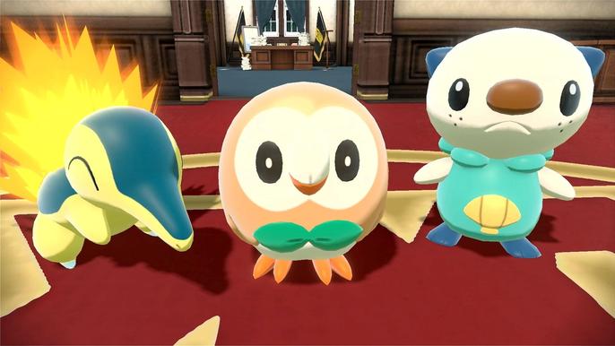 Starter Pokémon: Cyndaquil, Rowlet And Oshawott in Legends: Arceus.