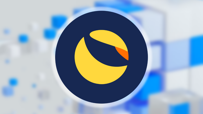 Terra Luna logo on blockchain background