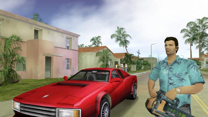 A promo screenshot for GTA Vice City.