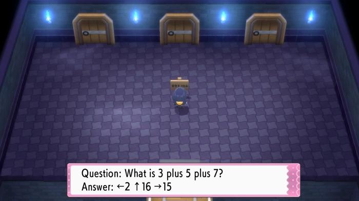 A Pokémon Trainer answering questions in Hearthome City Gym in Pokémon Brilliant Diamond and Shining Pearl.