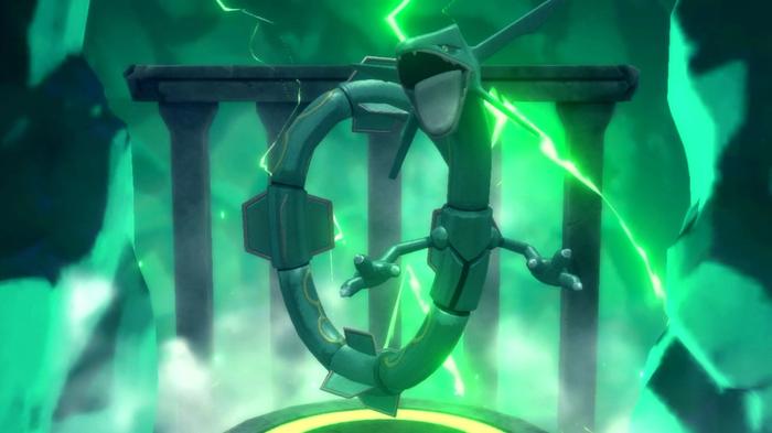 Rayquaza, who can be found in the Stratospheric Room of Ramanas Park, using the Stratospheric Slate in Pokémon Brilliant Diamond and Shining Pearl.