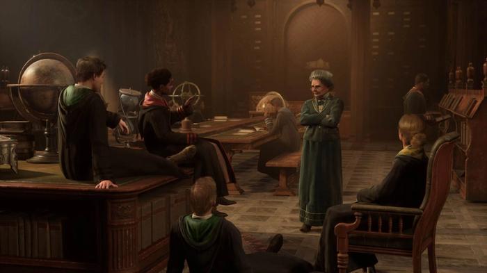 Multiple students in Hogwarts Legacy.