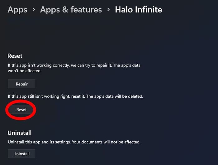 Main Apps menu of Halo Infinite on Xbox.