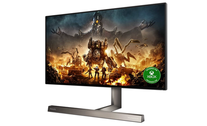 best HDMI 2.1 monitor Philips, product image of a black gaming monitor