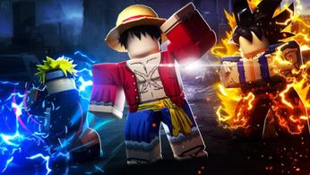 Screenshot from Anime Punching Simulator, showing several anime characters in Roblox style