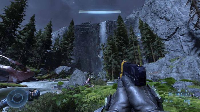 The waterfall where the Black Eye skull is in Halo Infinite.