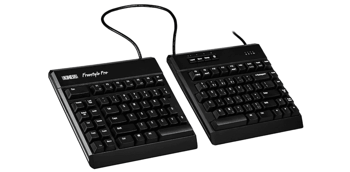 best ergonomic keyboard, product image of a black split ergonomic keyboard