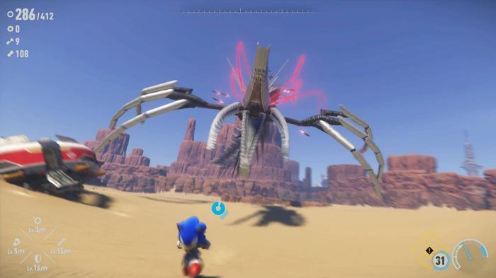 Sonic running from a Titan in Sonic Frontiers