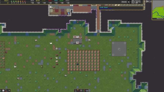 Animals and firewood in Dwarf Fortress.