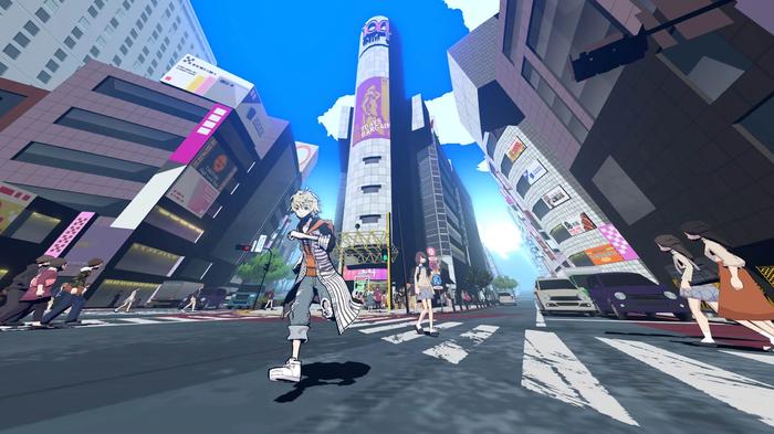Screenshot from Neo: The World Ends With You showing the protagonist exploring Shibuya.