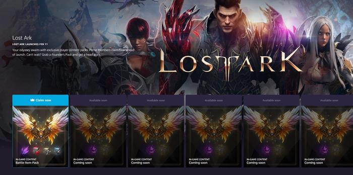 The latest Lost Ark Twitch Drop, the Lola Starter Item Set, shown under the Lost Ark Drops page on Twitch.
