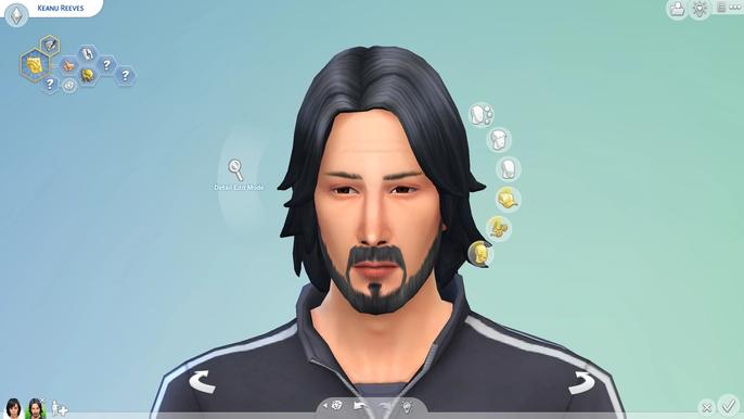 An image of Keanu Reeves in The Sims.