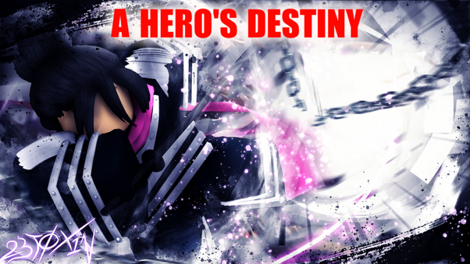 Artwork for A Hero's Destiny featuring a Roblox character dressed as a Ninja