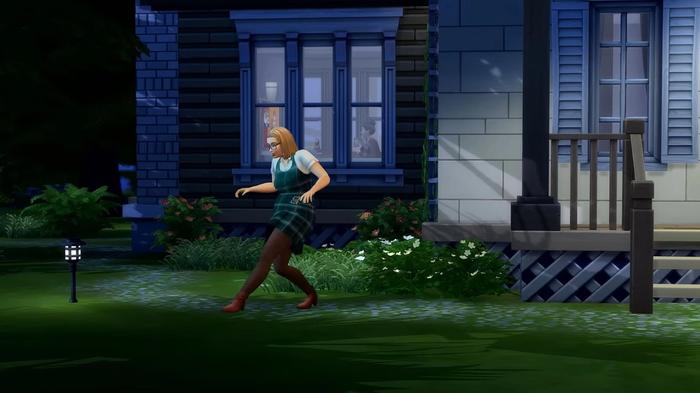 Sneaking through the front door in Sims 4.
