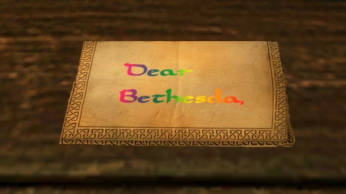 An image of the letter in Skyrim.
