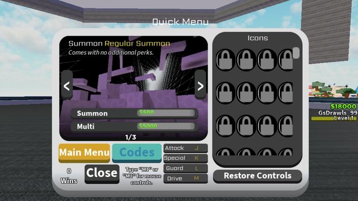 Screenshot of the code redemption menu in Shohen Smash