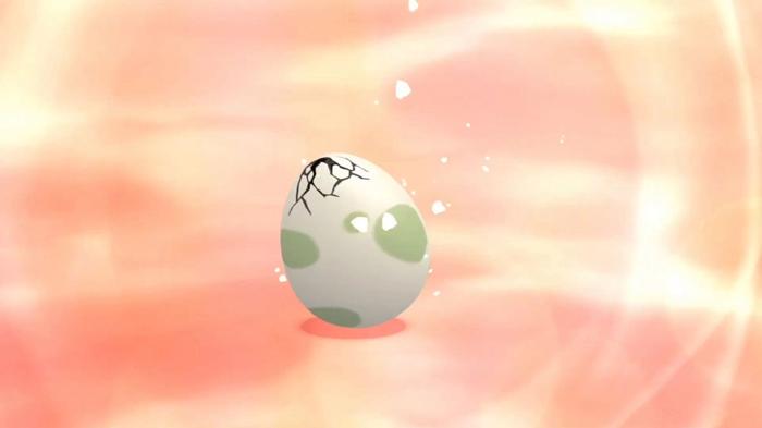 An egg hatching in Pokémon Brilliant Diamond and Shining Pearl.