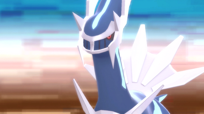 Legendary Pokémon Dialga in Pokémon Brilliant Diamond and Shining Pearl.