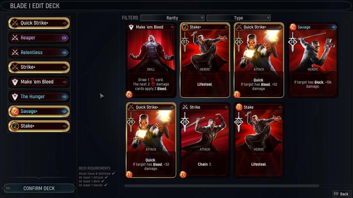 Marvel Midnight Suns Blade cards in-game