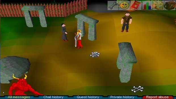 A screenshot of the original 2001 launch of Runescape, also known as Runescape Classic.