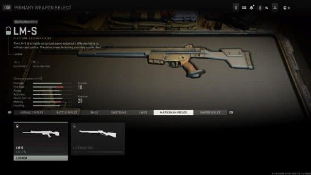 Image showing LM-S marksman rifle in Warzone 2 gunsmith