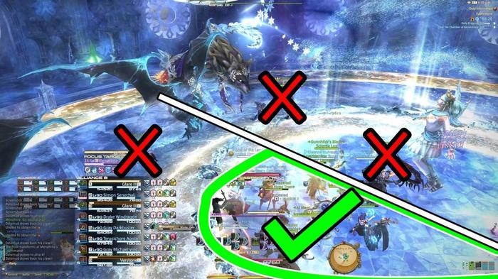 How to position for Winter Solstice, Winter Halo, and Playful Orbit in the FFXIV Menphina battle.