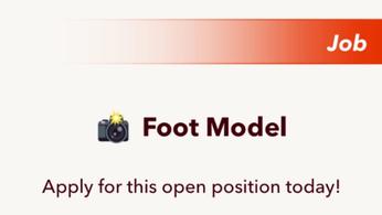 Screenshot from BitLife, showing the character applying for the Foot Model role