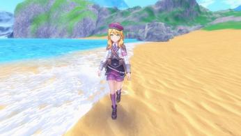 Image of Alice walking on a beach in Rune Factory 5.