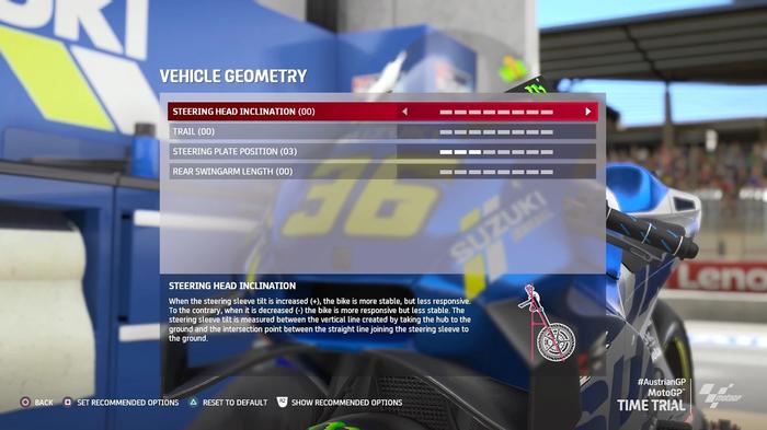 MotoGP 21 Austria Red Bull Ring setup vehicle geometry