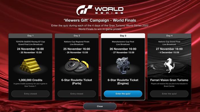 Gran Turismo 7 Viewers Gift campaign