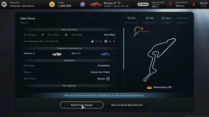 The details for Race A in the Gran Turismo 7 Daily Races 9 May
