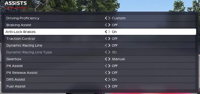 SETTINGS: Find Traction Control in the Assist tab