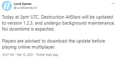 destruction allstars update tweet