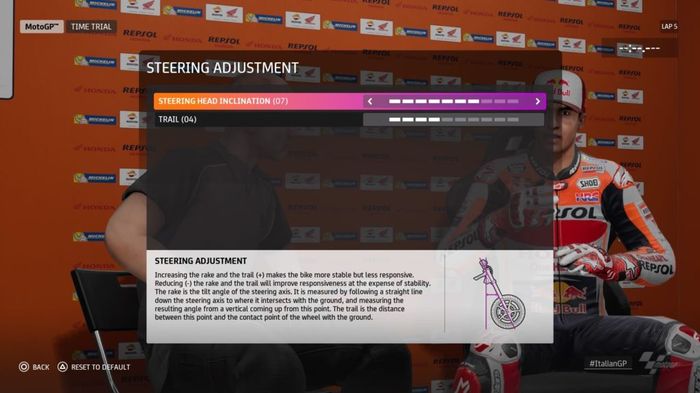MotoGP™20 Steering Adjustment setup Italy