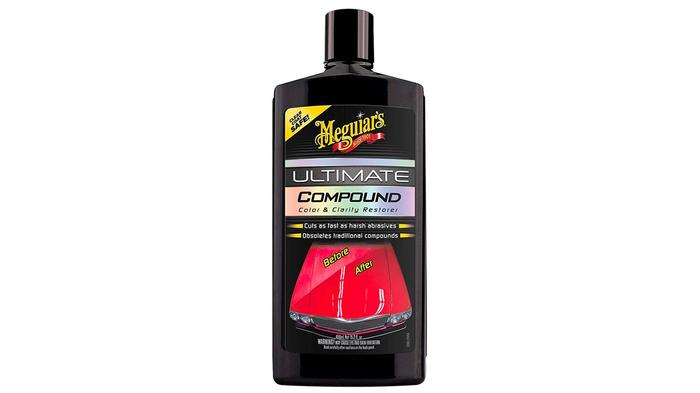Best car polish for black cars Meguiar's Store product image of a black bottle with a red car on the label.