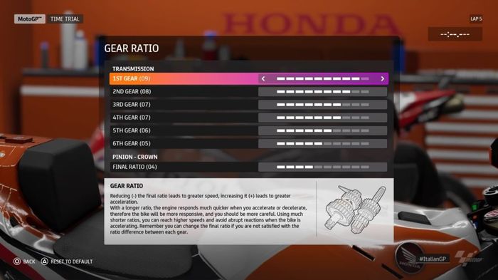 MotoGP™20 Gear ratio setup Italy 