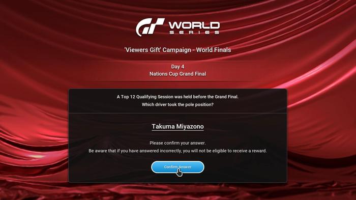 Gran Turismo 7 Viewers Gift Campaign day 4 answer