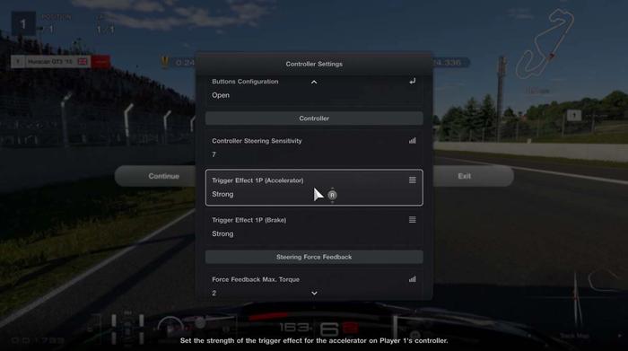 Gran Turismo 7 DualSense trigger strength options