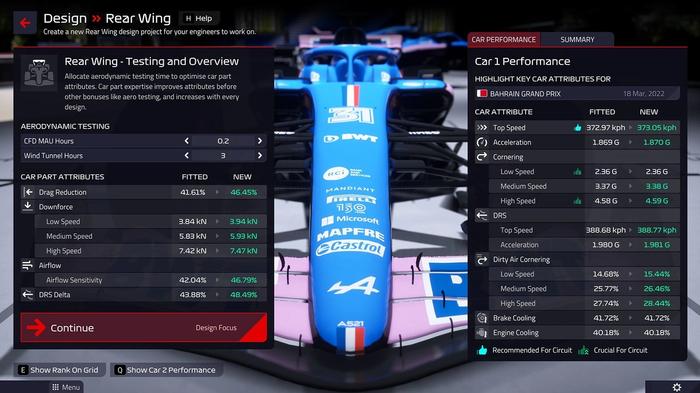 F1 Manager 2022 Alpine settings