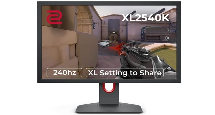 Best monitor for F1 2022 BenQ product image of a black monitor with an FPS game on the display.