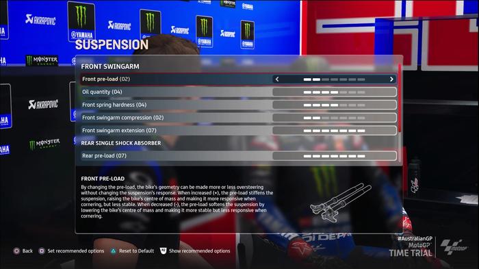 MotoGP 21 Qatar Setup Suspension