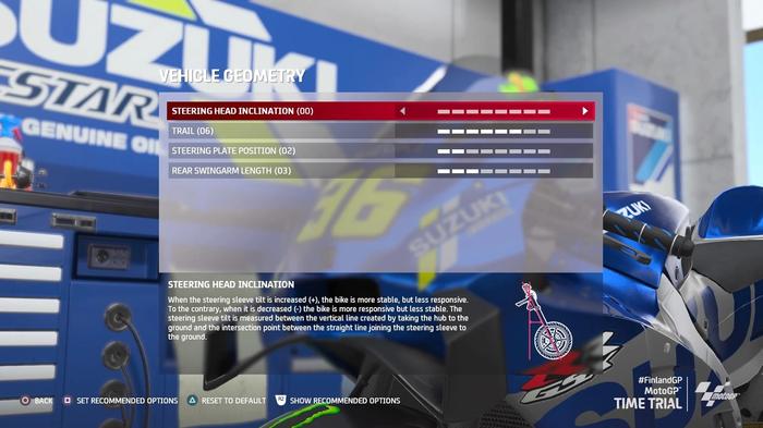 MotoGP 21 Finland Kymi Ring setup vehicle geometry