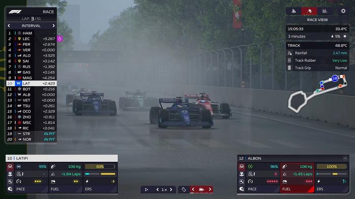 F1 Manager 2022 wet Azerbaijan gameplay