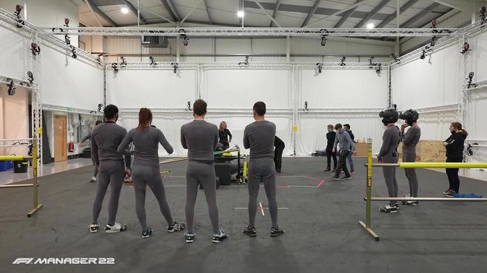 A crew of motion capture actors ready to make a virtual pitstop for F1 Manager 2022
