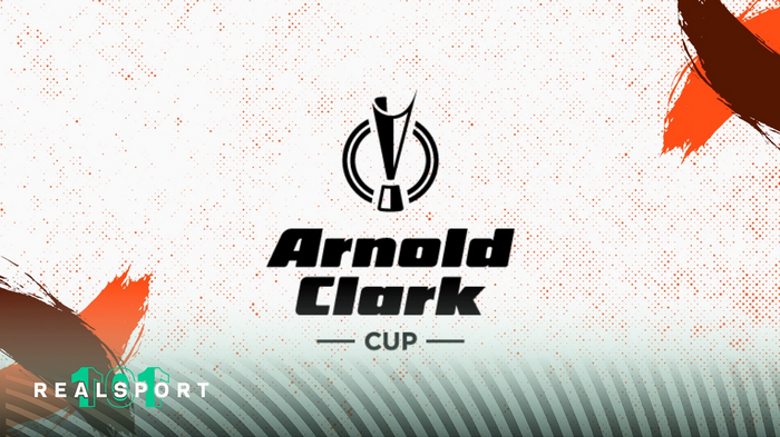 Arnold Clark Cup logo with white and red background
