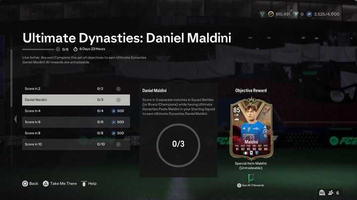 Ultimate Dynasties: Daniel Maldini objectives