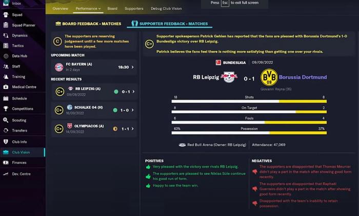 FM 23 supporters feedback gameplay
