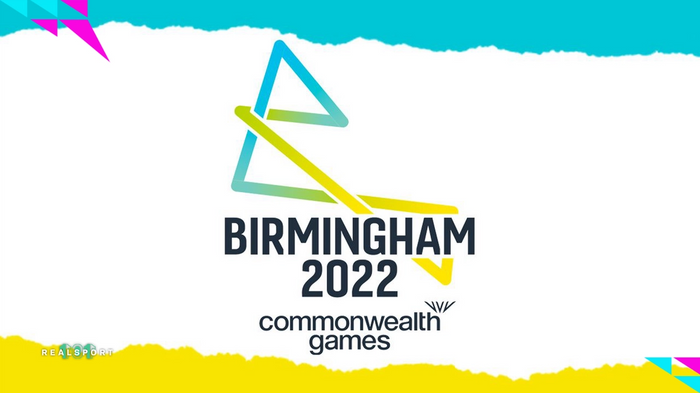 Commonwealth Games 2022 logo with white, blue and white background